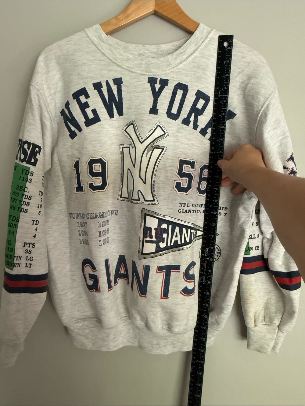 Vintage New York Giants Gray Graphic Crewneck Sweatshirt 1956 World Champions - Picture 10 of 10